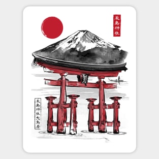 Torii of Itsukushima Shrine sumi-e Sticker